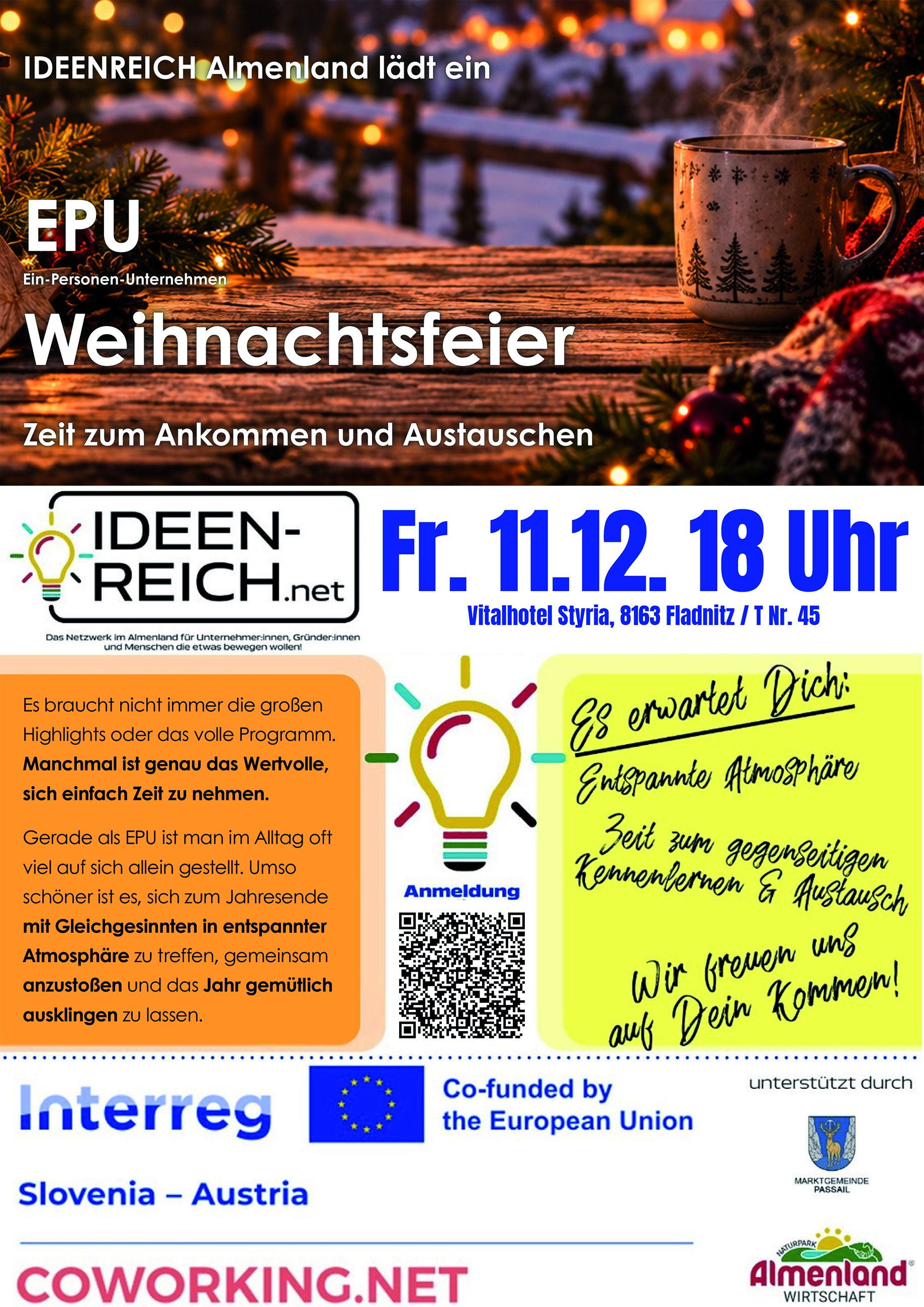 Einladung zur EPU Weihnachtsfeier Fr. 11.12. um 18 Uhr Hotel Styria